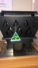 Load image into Gallery viewer, Firepit design #3 = Flames. Shown here with the optional add on BBQ plate.